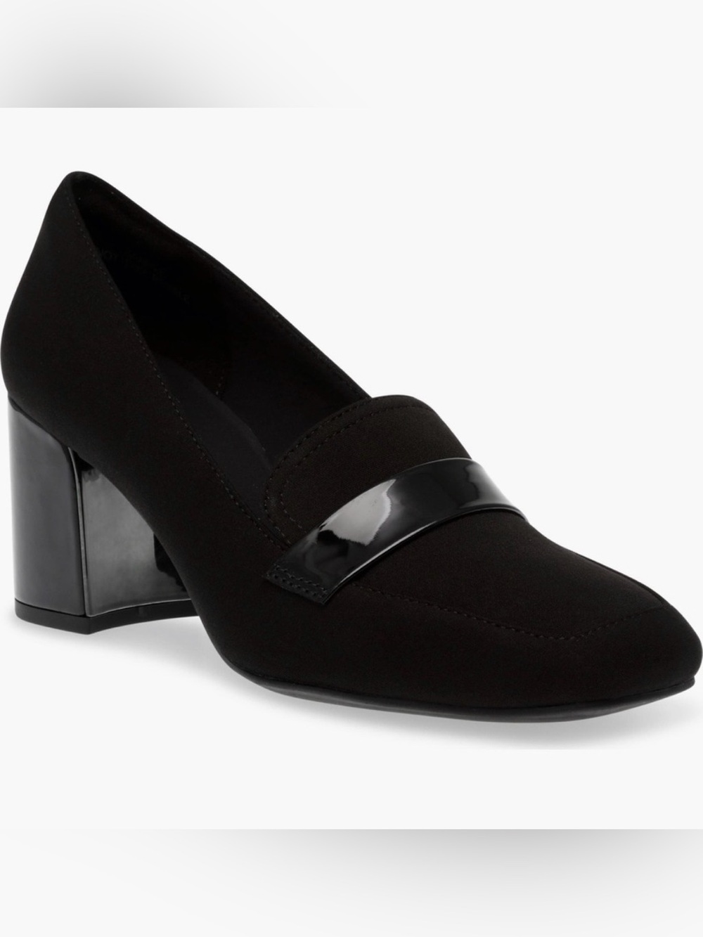 Anne Klein Iflex Classic Black Block Heel Loafer Pump - Women